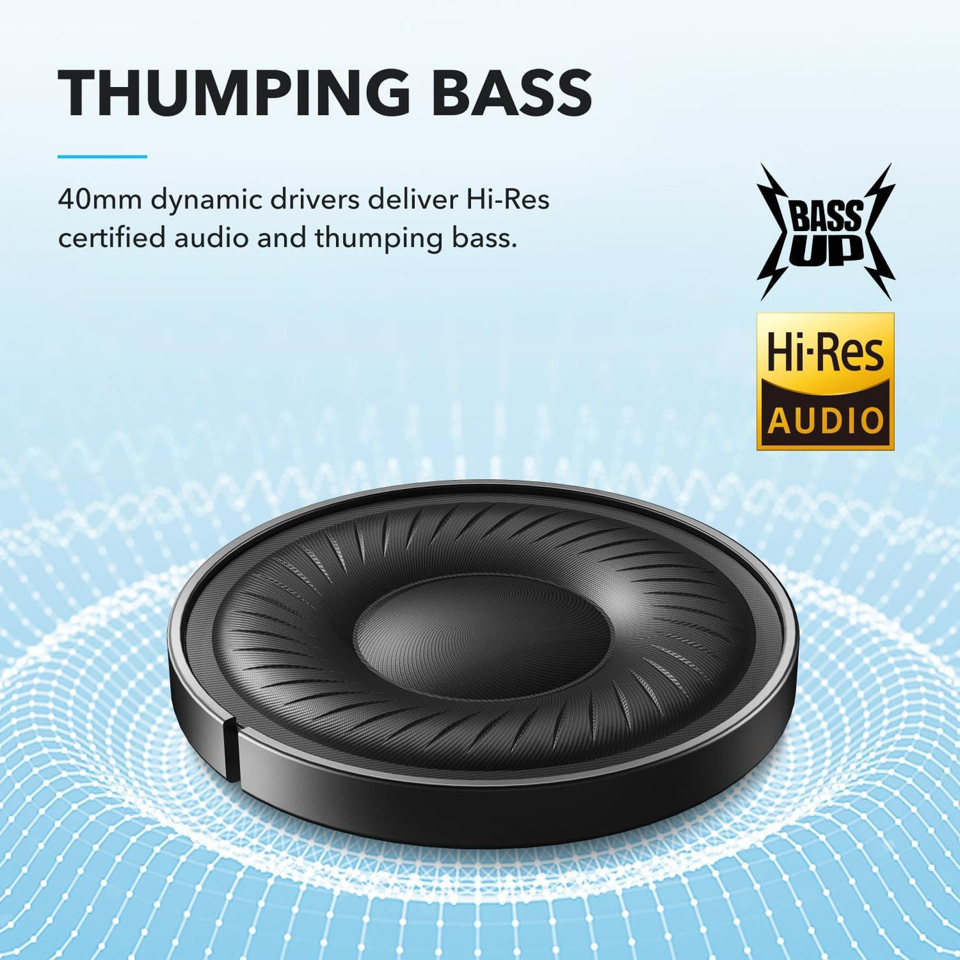 soundcore by Anker Q20i Hybrid Active Noise Cancelling Headphones, Wireless Over-Ear Bluetooth, 40H Long ANC Playtime, Hi-Res Audio, Big Bass, Customize via an App - Maximus Echo