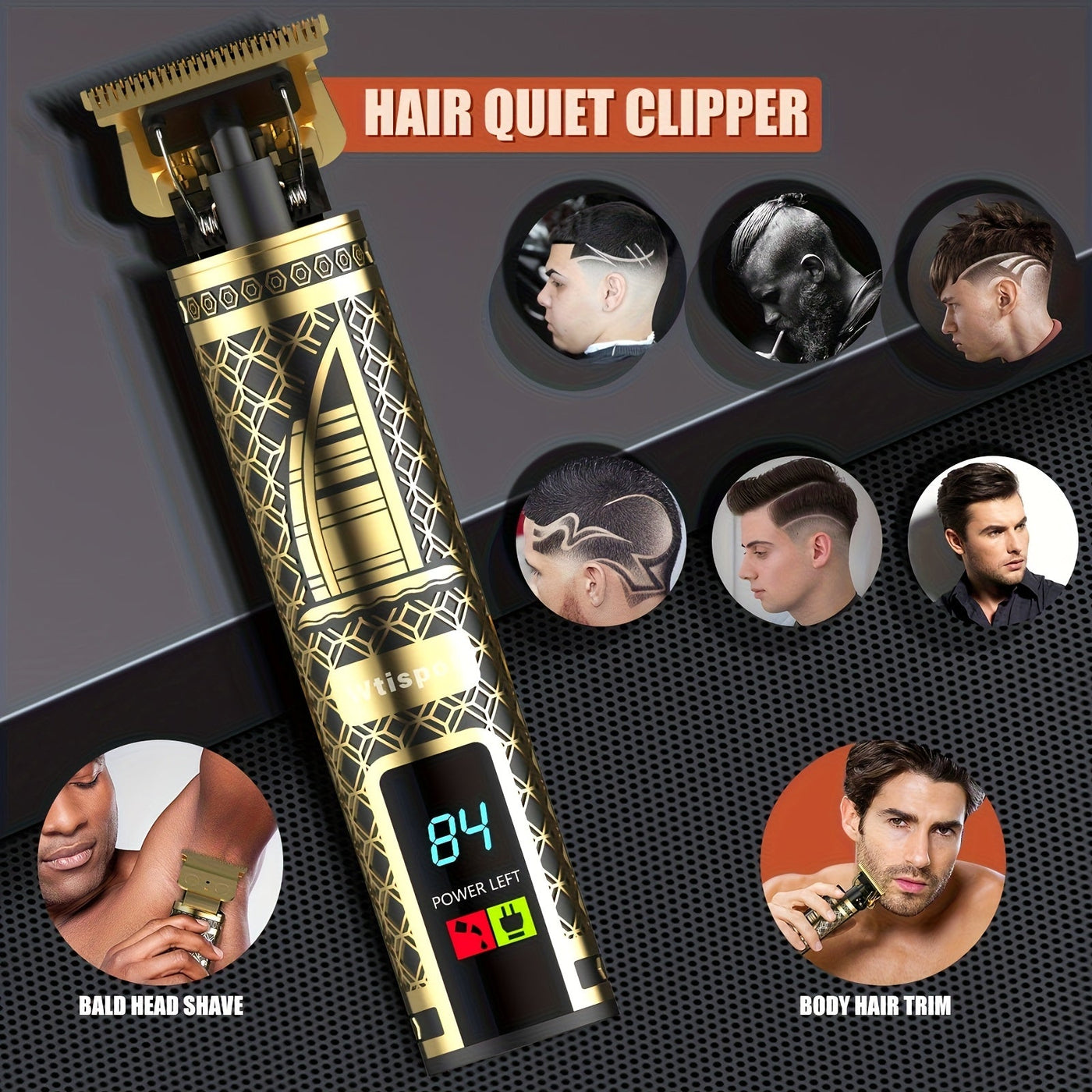 3pcs/se 1pc/sett Men's Professional Golden Hair Clipper & Trimmer Set - USB Rechargeable Hair Cutting Including Electric Shaver,3 Cleaning Brushes Maximus Echo