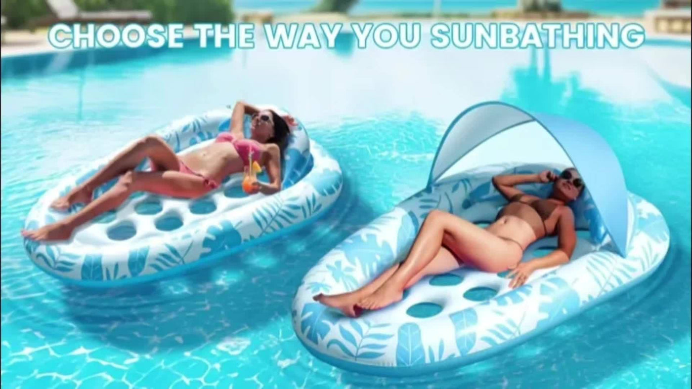 Inflatable Pool Float Adult - Pool Floaties Lounger Floats Raft Floating Chair Water Floaties for Swimming Pool Lake Lounge Float with Cup Holders Beach Pool Party Toys for Adults - Maximus Echo