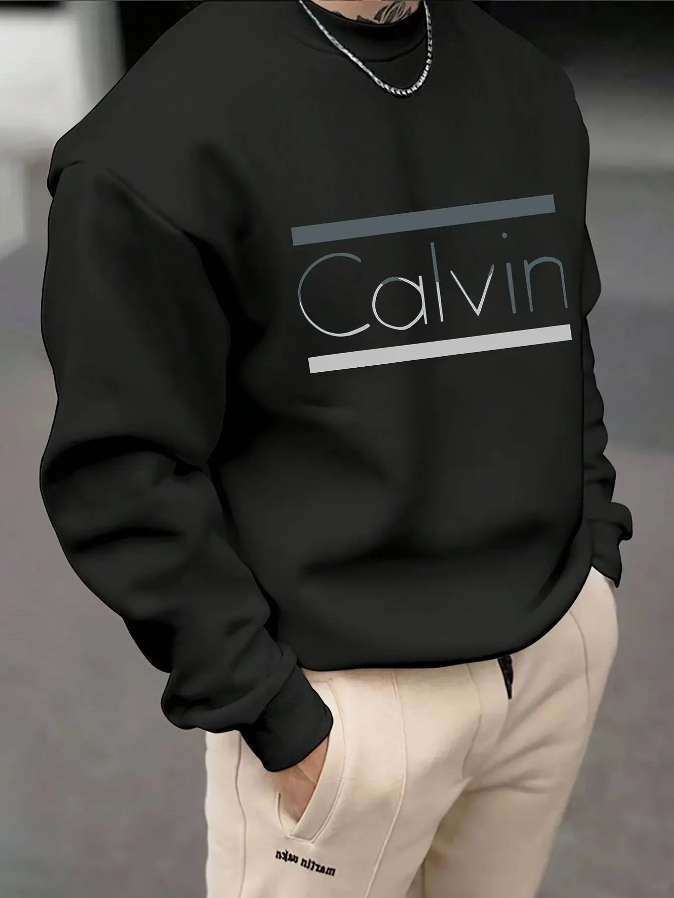 Brown Casual Pullover with "Calvin" Print, Comfortable H-Fit for Outdoor Maximus Echo