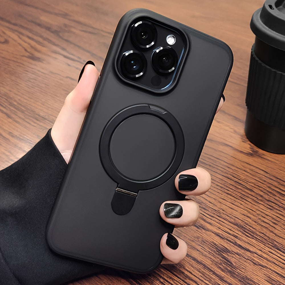 For iPhone 11/12/13/14/15/16 Pro Max Plus, Luxury Magnetic Holder Armor Shockproof Wireless Charging Phone Case - Maximus Echo