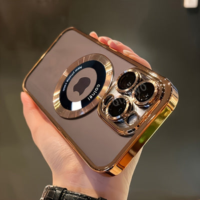 Luxury Phone Case | Transparent Magnetic Electroplated Hollow Logo TPU Shockproof for Iphone 11/12/13/14/15/16 Pro Max Plus - Maximus Echo