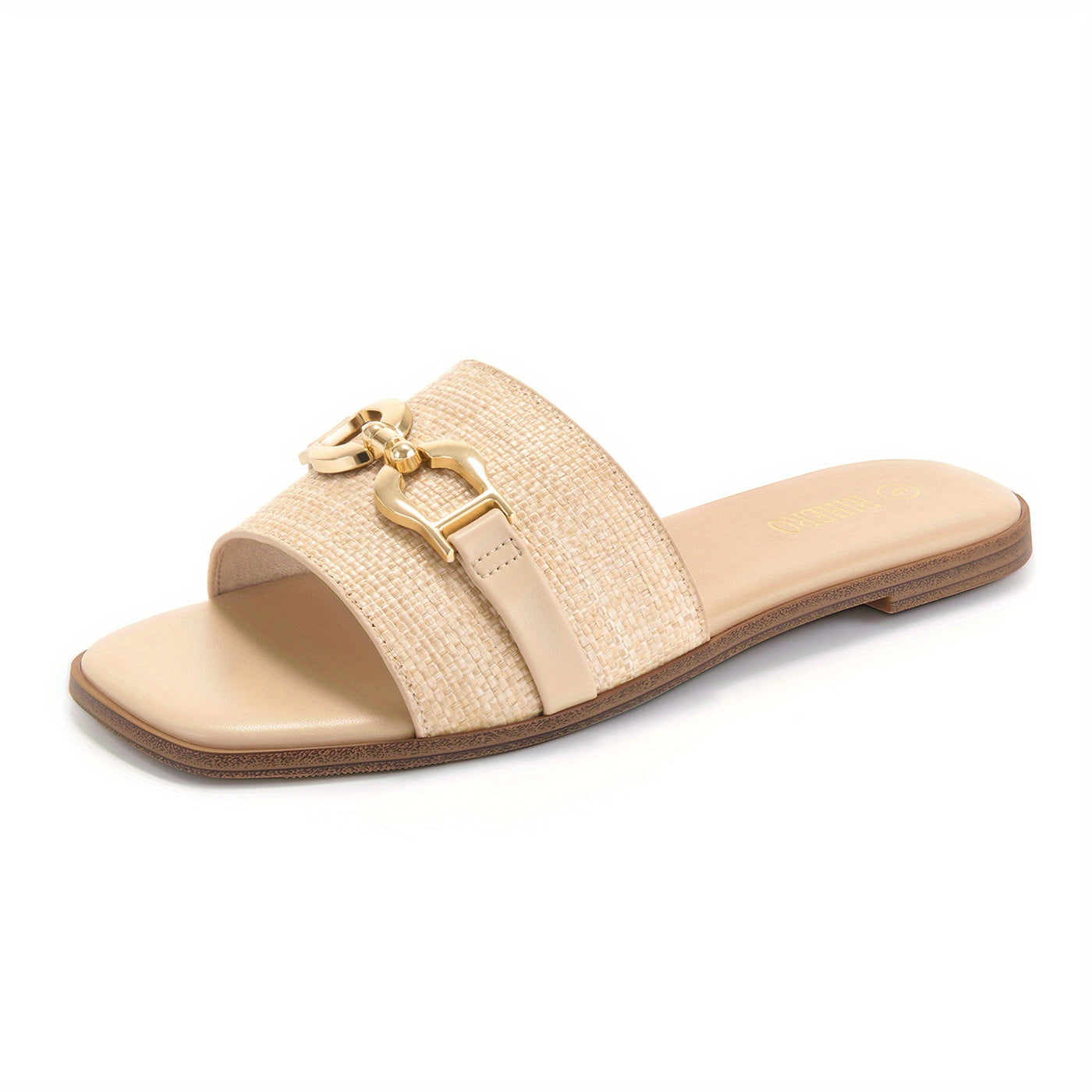 Women's Summer Flat Sandals - Comfortable Sandals with Golden Chain Detail, Travel, Casual Outings, Elegant Footwear - Maximus Echo