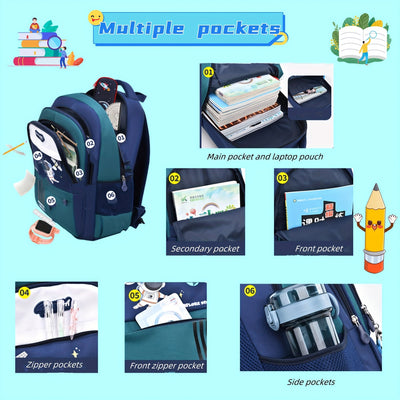 Astronaut Cartoon Backpack, Lightweight Bag for School for Teenager Maximus Echo
