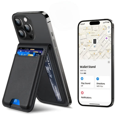For Mag-safe Wallet, Works With Apple Find My, Strongest Magnetic Wallet For iPhone 17/16/15/14/13/12 Series, For IPhone Wallet With Adjustable Stand, Wallet Tracker, 6 Cards Holder, PU Leather, Halloween Gift, Christmas Gift Maximus Echo