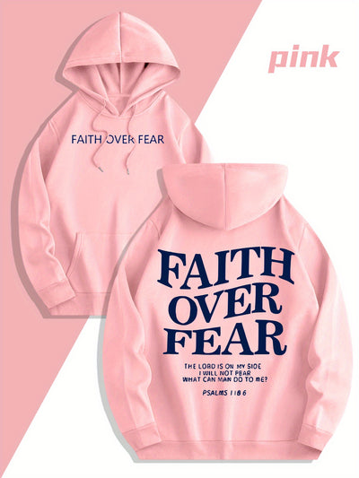Men'S Sweatshirt - "Faith Over Fear" Inspirational, Relaxed Fit Hoodie - Maximus Echo