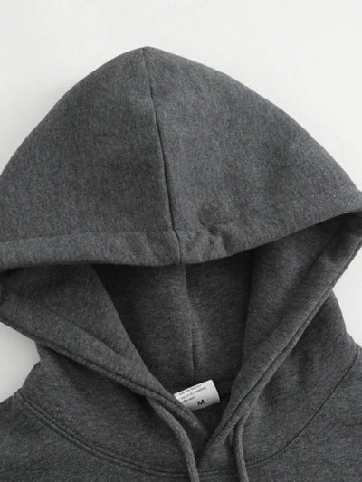 Women's Oversized Dark Gray Hooded Sweatshirt with Kangaroo Pocket Maximus Echo