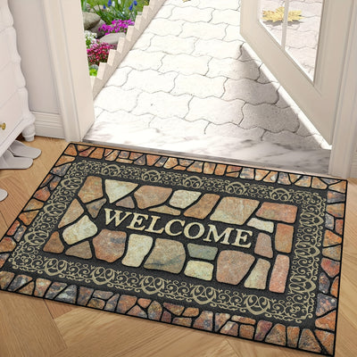 Non-Slip Stone Pattern Welcome Doormat Indoor Outdoor Entrance Carpet Home Decor Floor Mats - Maximus Echo