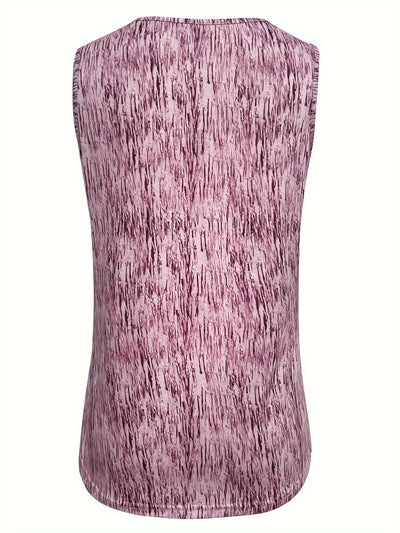 Women's Summer Square Neck Sleeveless Tank Top - Floral Print Ruching Detail, Stretchy Polyester-Spandex Blend, Machine Washable - Maximus Echo
