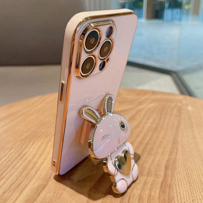 Cute And Minimalist Electroplated Rabbit Stand Case Designed for Iphone - Maximus Echo
