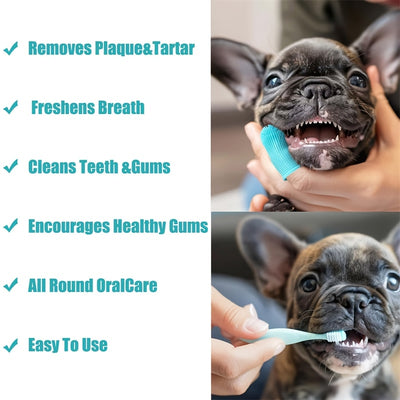 3pcs Pet Dental Care Set, Silicone Dog Toothbrush Set with Finger Brush And Micro-Ciliated Brush, 360 Degree Design, Suitable for Dogs And Cats, Soft Hair,No Battery Required - Maximus Echo