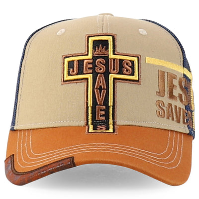 Jesus Saves Embroidered Curved Bill Trucker Cap - Maximus Echo
