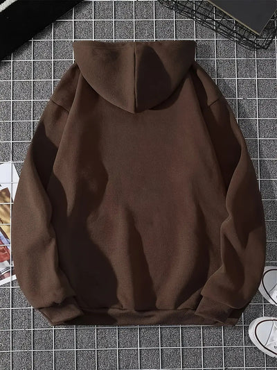 Women's Coffee Brown Hooded Sweatshirt with Pocket - Comfortable Autumn/Winter Maximus Echo