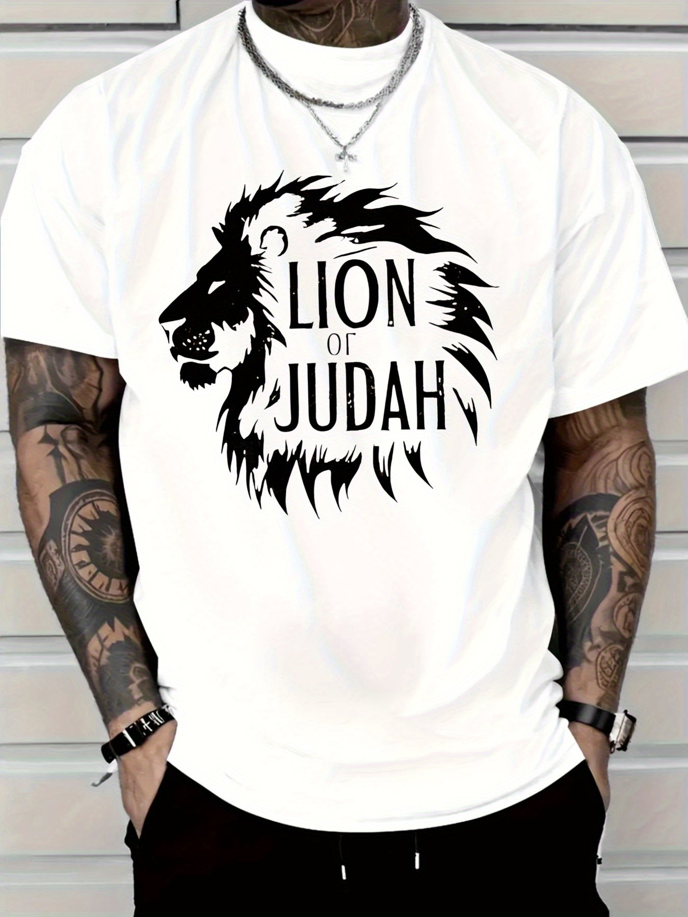 Lion of Judah Graphic T-Shirt - Men'S Red Tee with Bold Black Lion Design - Maximus Echo