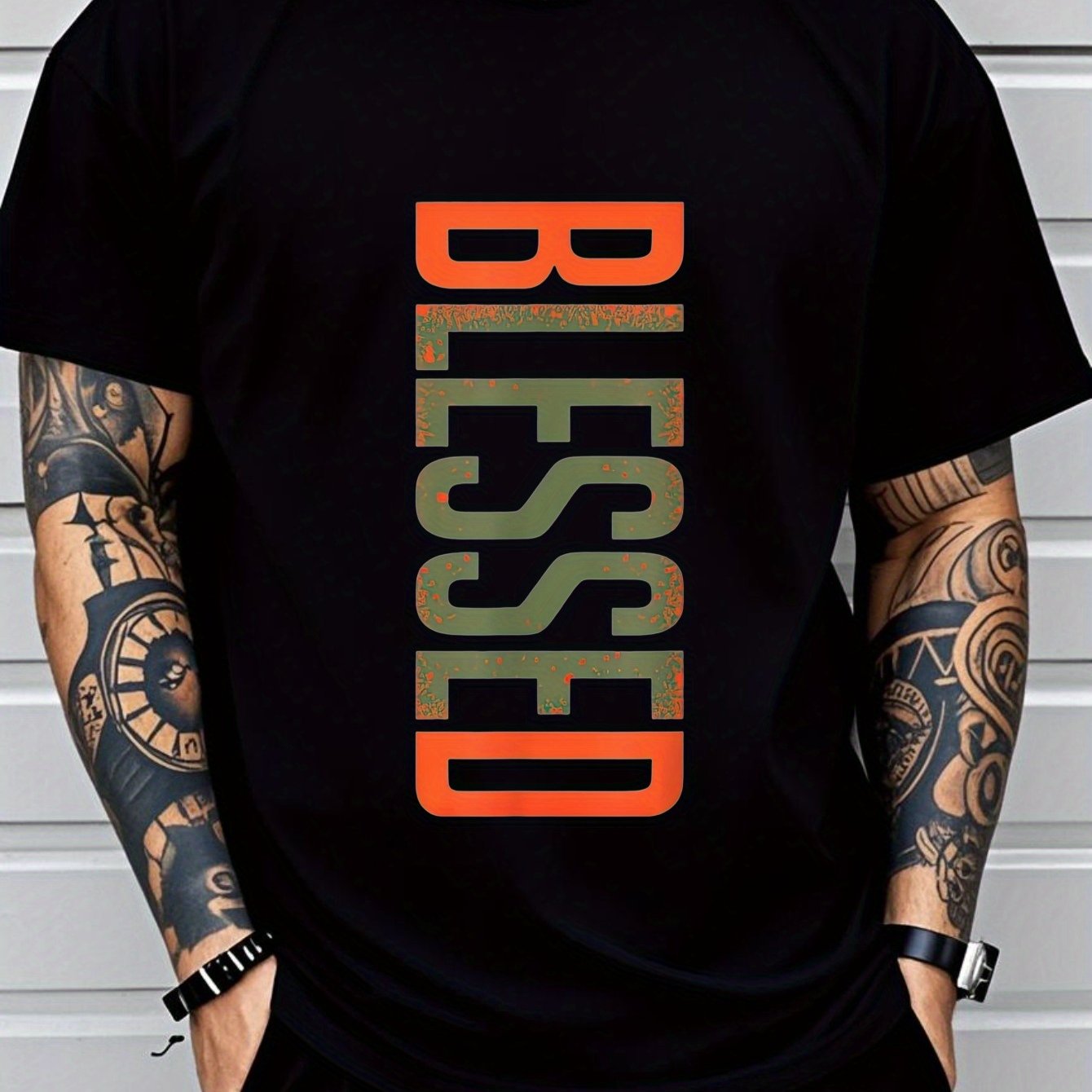 BLESSED 3D Printed Plus Size T-Shirt | Bold Geometric Lettering, Breathable Comfort Fit - Maximus Echo