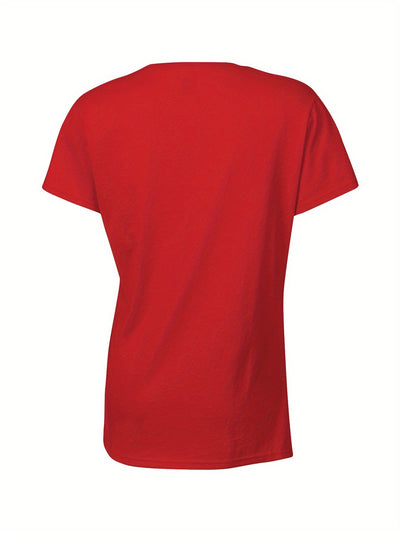 4th of July Patriotic Women's T-Shirt - Happy 4th of July Stars & Stripes Design, Soft 100% Cotton Regular Fit Short Sleeve Round Neck Casual - Maximus Echo