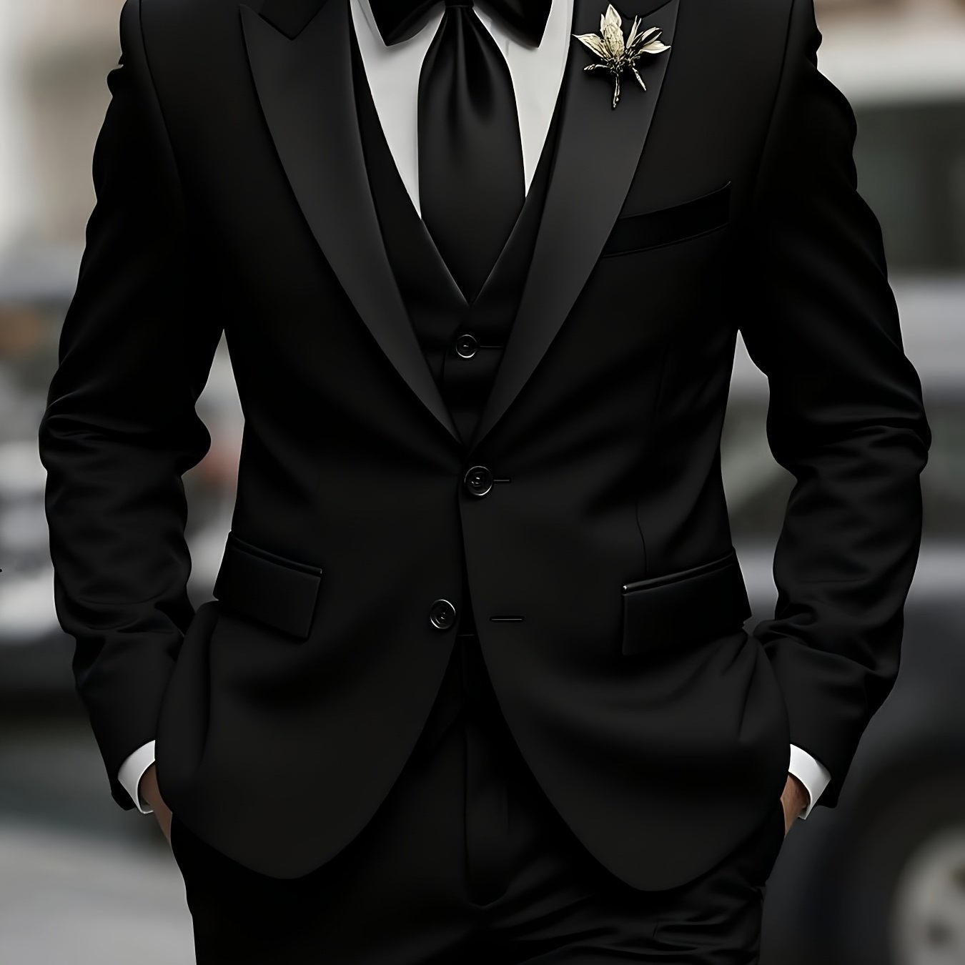 Men's 3pcs suit, plain color green fruit collar suit with jacket and formal trousers, suitable for business gatherings, graduation ceremonies, weddings and parties - Maximus Echo