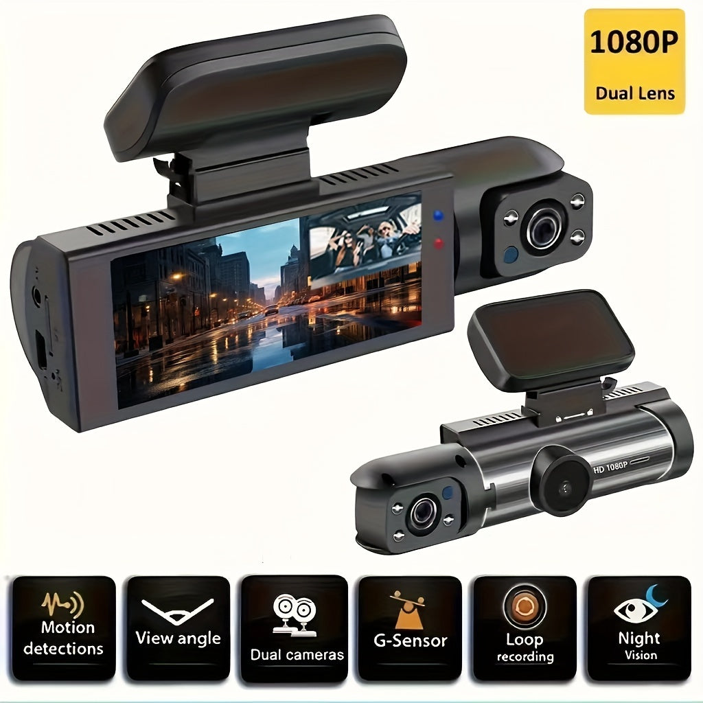 2K Dual Camera, Dash Cam For Cars, Front And Inside, Car Camera With IR Night Vision, Loop Recording, Wide Angle Car DVR Camera With 3.16 Inch IPS Screen, Car Dashboard Video Cam, With 32GB SD Card Optional. - Maximus Echo
