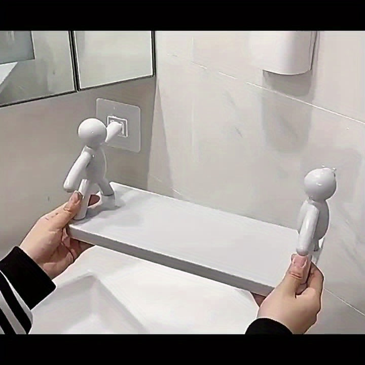Chic Humanoid Wall-Mounted Storage Shelf - Modern Plastic Organizer for Kitchen & Bathroom Maximus Echo