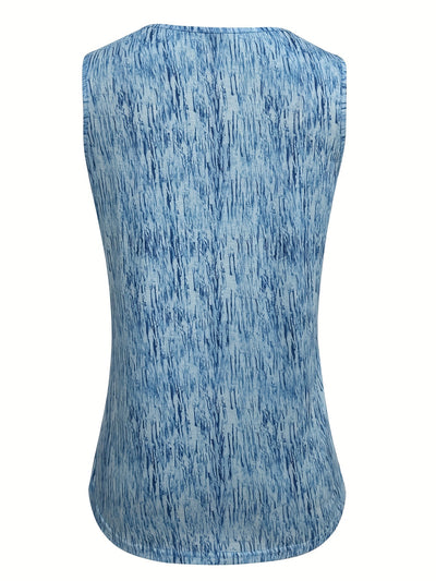 Women's Summer Square Neck Sleeveless Tank Top - Floral Print Ruching Detail, Stretchy Polyester-Spandex Blend, Machine Washable - Maximus Echo
