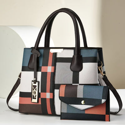 Elegant Women's Tote Bag | Checkered Design, Removable Shoulder Strap, Polyester Lined Interior, Perfect for Commuting - Maximus Echo