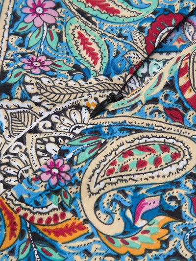 Women's Bohemian Floral Print A-Line Midi Skirt - Vibrant Paisley & Blossom Design, High-Waisted Casual Spring/Summer Skirt, Polyester, Machine Washable, High Waisted Skirt - Maximus Echo