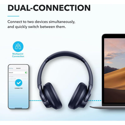 soundcore by Anker Q20i Hybrid Active Noise Cancelling Headphones, Wireless Over-Ear Bluetooth, 40H Long ANC Playtime, Hi-Res Audio, Big Bass, Customize via an App - Maximus Echo