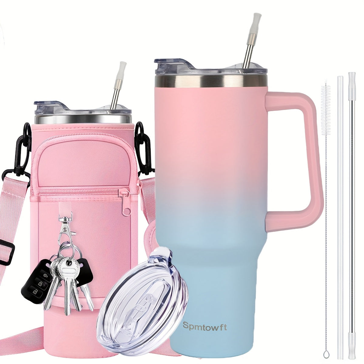 40oz Stainless Steel Tumbler with Handle - Double Vacuum Insulated Travel Mug - Maximus Echo