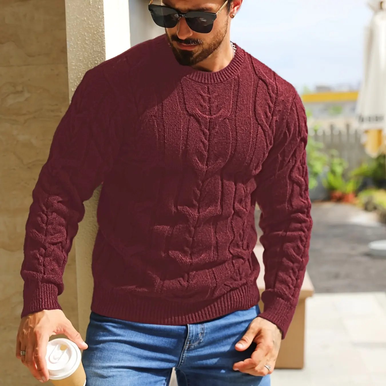 Crewneck Long Sleeve, Machine Washable H-Fit Ribbed Trim for Autumn Winter, Medium Elasticity Fabric Maximus Echo