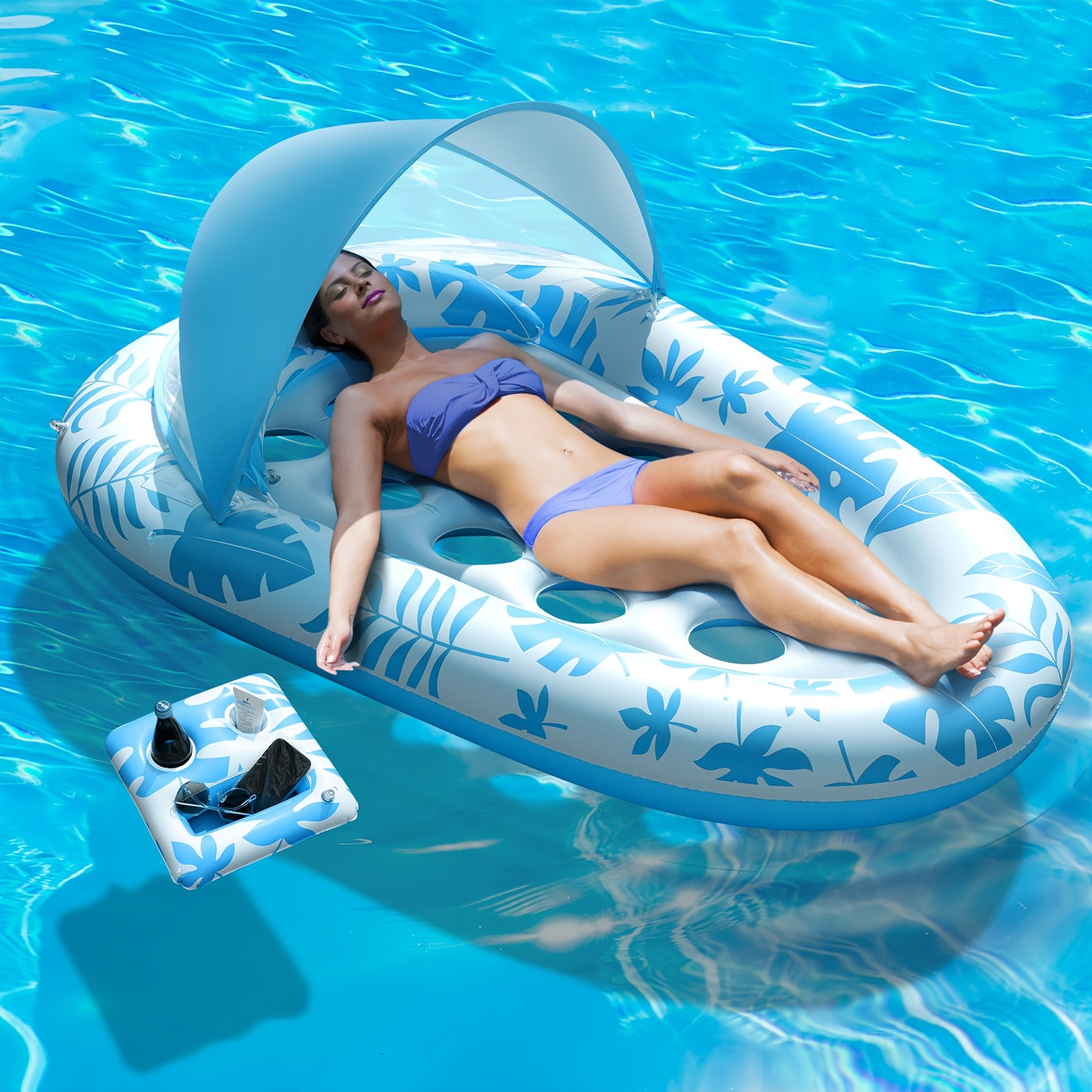 Inflatable Pool Float Adult - Pool Floaties Lounger Floats Raft Floating Chair Water Floaties for Swimming Pool Lake Lounge Float with Cup Holders Beach Pool Party Toys for Adults - Maximus Echo