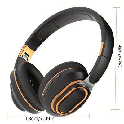 Wireless 5.0 Shock Bass Over-Ear Headphones with Mic | Foldable Soft Padded Design, FM Radio, 3.5mm AUX Cable, SD Card Support for Travel - Maximus Echo