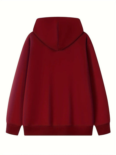 Women's Red Rose & Heart Print Hoodie with LOVE Lettering & Pink Bow Maximus Echo