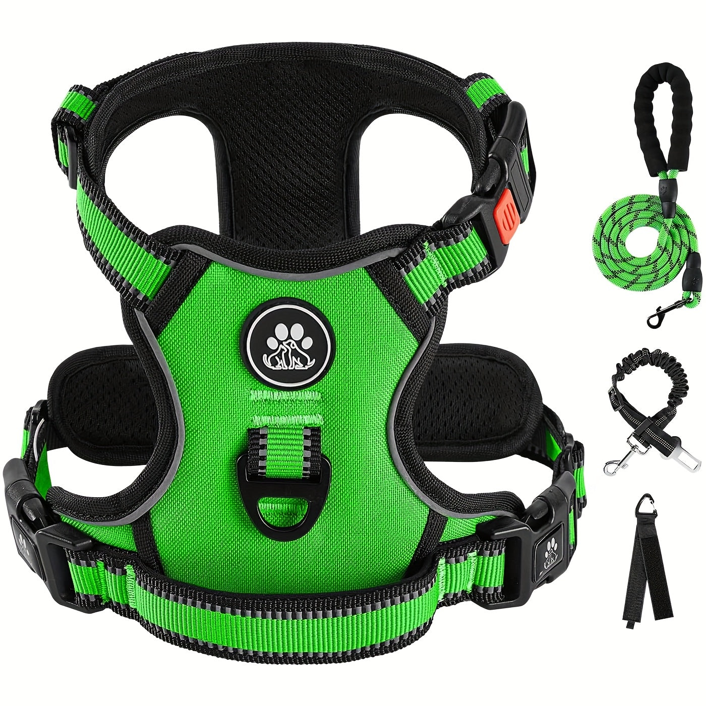 Reflective Adjustable No Pull Dog Harness | Breathable Dog Collar With Handle, No Choke Pet Vest For Small And Large Dogs - Maximus Echo