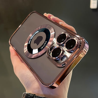 Luxury Phone Case | Transparent Magnetic Electroplated Hollow Logo TPU Shockproof for Iphone 11/12/13/14/15/16 Pro Max Plus - Maximus Echo