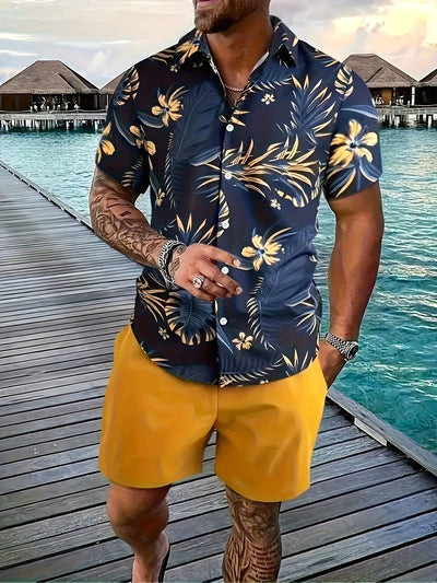 Men's Casual Vacation Colorful Tropical Print Shirt Without Shorts - Maximus Echo