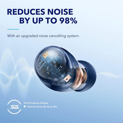 Soundcore by Anker Space A40 Auto-Adjustable Active Noise Cancelling Wireless Earbuds, Reduce Noise by Up to 98, 50H Playtime, Hi-Res Sound, App Customization, Wireless Charge, Comfortable In Ear Design - Maximus Echo