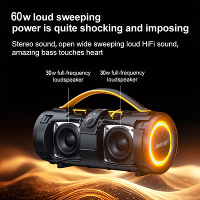 60W  Portable Wireless Speaker - High-power Subwoofer, 7 Modes Of RGB Ambient Light, Long Battery Life, Suitable For Family Outdoor Parties - Maximus Echo