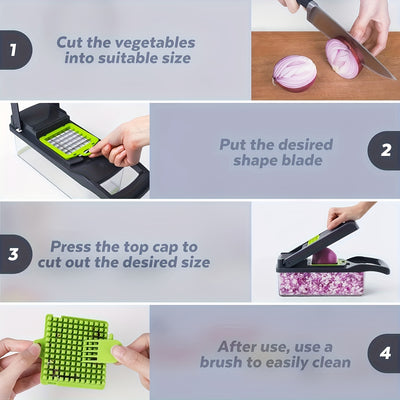 16-in-1 Vegetable Chopper, Professional Onion Chopper, Multifunctional Food Chopper, Kitchen Vegetable Slicer and Dicer - Maximus Echo