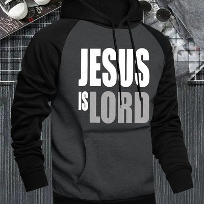 Men's Jesus is Lord Print Hooded Sweatshirt