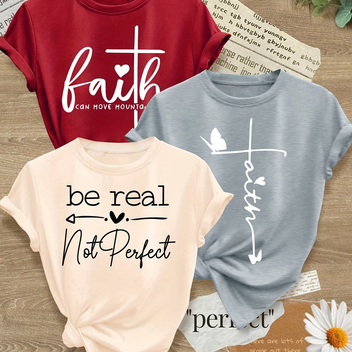 Love Heart English Letter Line Mixed Combination Retro Style Women'S Summer Multi-Color Optional S-XXL - Maximus Echo
