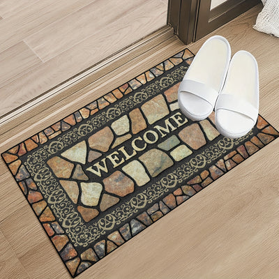 Non-Slip Stone Pattern Welcome Doormat Indoor Outdoor Entrance Carpet Home Decor Floor Mats - Maximus Echo