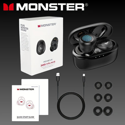 Monster Wireless Earbuds -  Secure Fit In-Ear Design, Ideal for Workouts - Maximus Echo