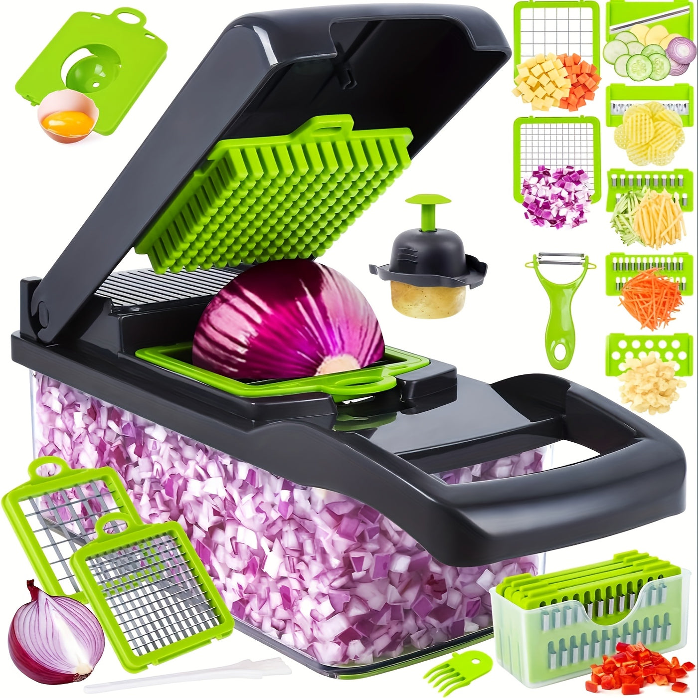 16-in-1 Vegetable Chopper, Professional Onion Chopper, Multifunctional Food Chopper, Kitchen Vegetable Slicer and Dicer - Maximus Echo