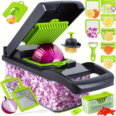 16-in-1 Vegetable Chopper, Professional Onion Chopper, Multifunctional Food Chopper, Kitchen Vegetable Slicer and Dicer - Maximus Echo