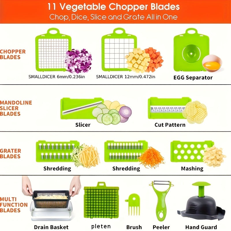 16-in-1 Vegetable Chopper, Professional Onion Chopper, Multifunctional Food Chopper, Kitchen Vegetable Slicer and Dicer - Maximus Echo