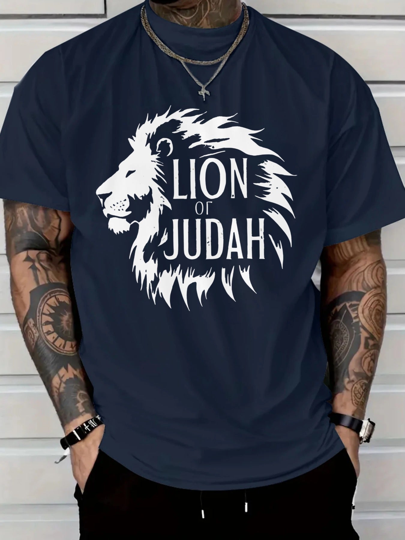 Lion of Judah Graphic T-Shirt - Men'S Red Tee with Bold Black Lion Design - Maximus Echo