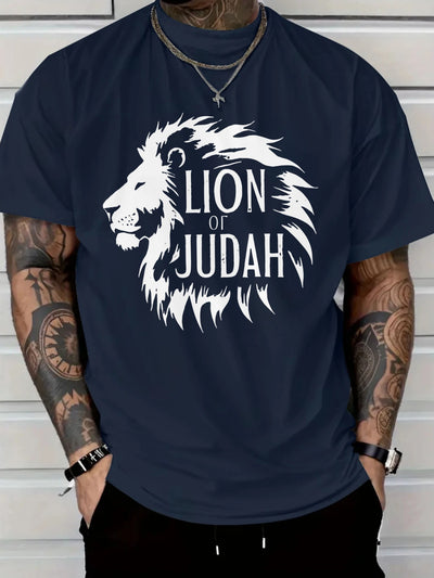 Lion of Judah Graphic T-Shirt - Men'S Red Tee with Bold Black Lion Design - Maximus Echo