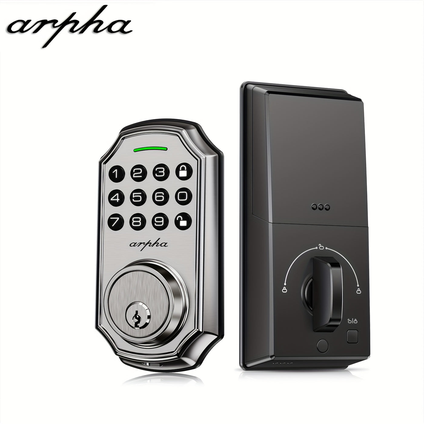 Arpha Smart Keyless Entry Door Lock - 100 Code Anti-Peek Combination, Auto Lock/Unlock, Easy Installation, Black & Orange, Low Battery Alarm, for Secure Home Access - Maximus Echo