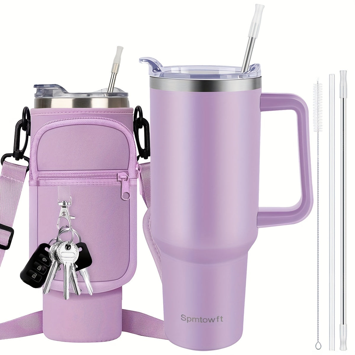 40oz Stainless Steel Tumbler with Handle - Double Vacuum Insulated Travel Mug - Maximus Echo