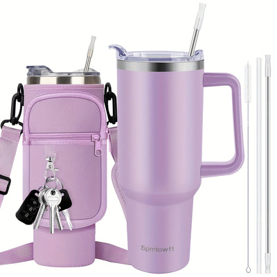 40oz Stainless Steel Tumbler with Handle - Double Vacuum Insulated Travel Mug - Maximus Echo